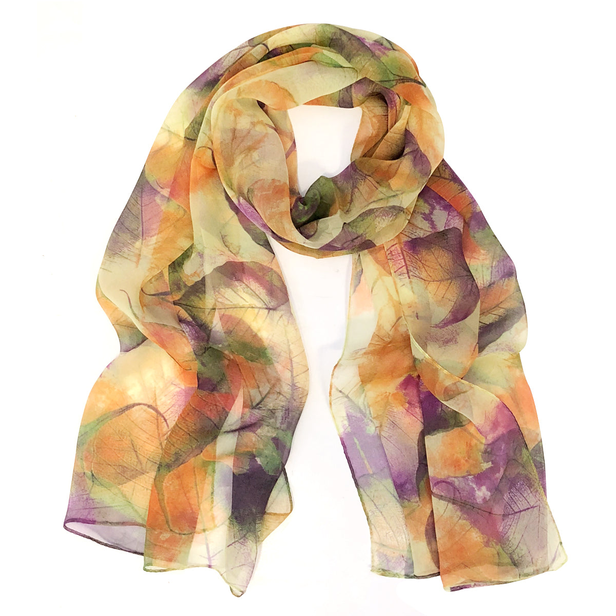 Wrapables Lightweight Sheer Silky Feeling Georgette Scarf, Yellow Leaves