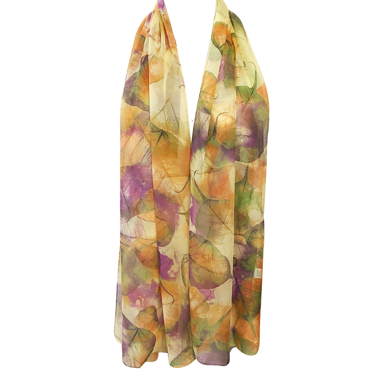 Wrapables Lightweight Sheer Silky Feeling Georgette Scarf, Yellow Leaves