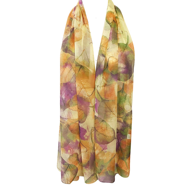 Wrapables Lightweight Sheer Silky Feeling Georgette Scarf, Yellow Leaves