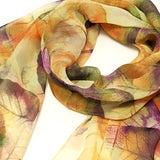 Wrapables Lightweight Sheer Silky Feeling Georgette Scarf, Yellow Leaves