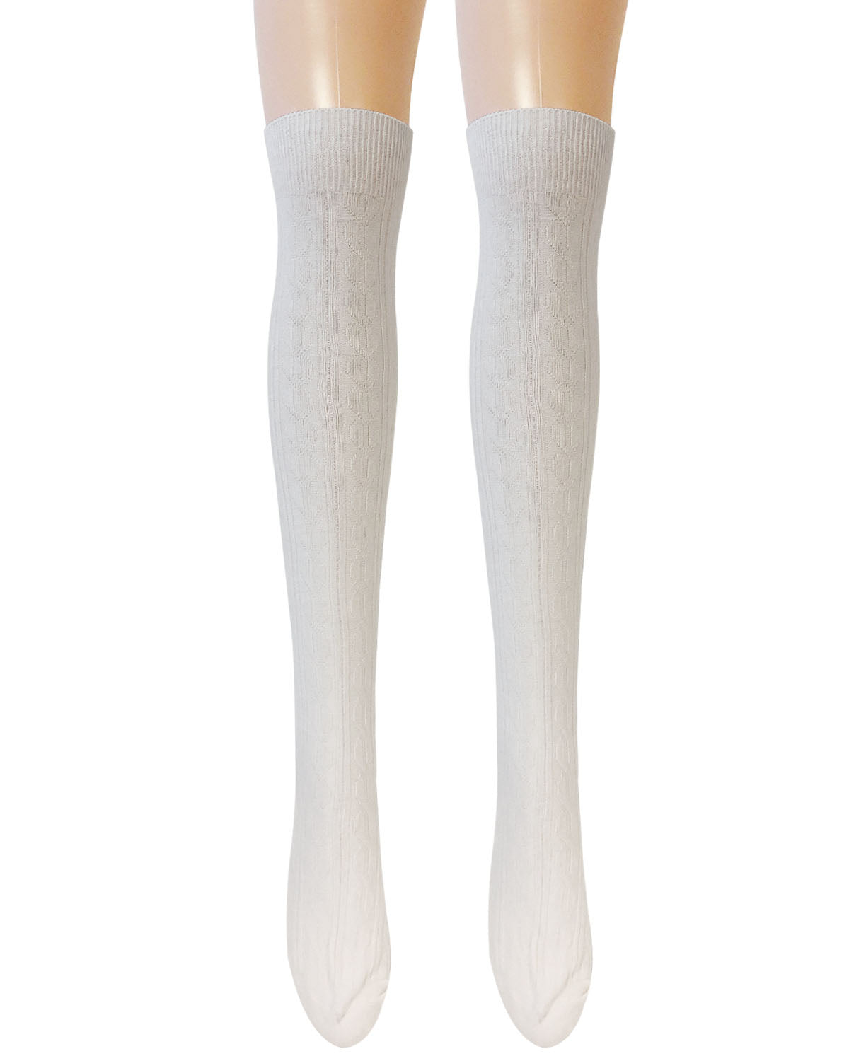 Wrapables Women's Cable Knit Knee High Boot Socks, Cream