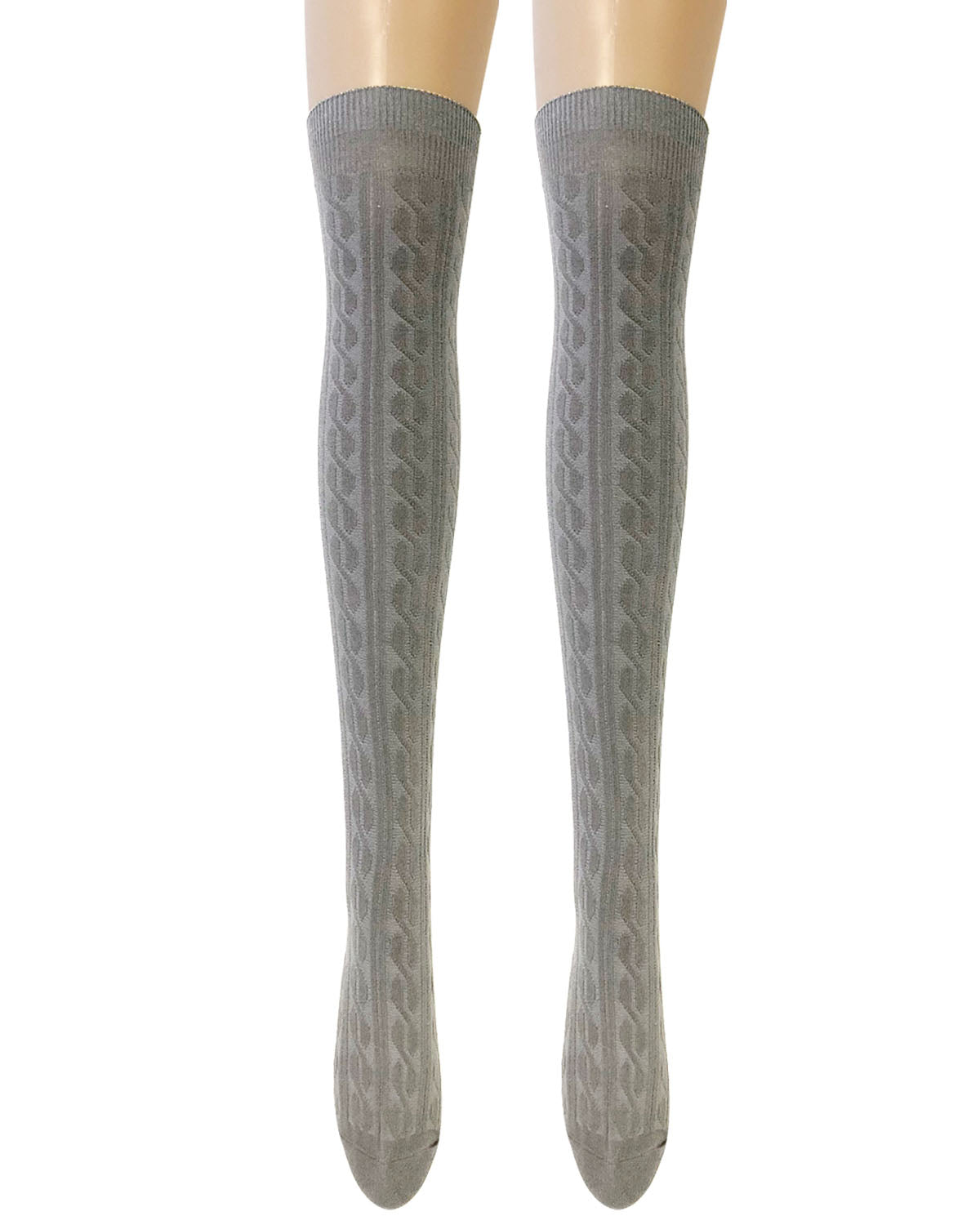 Wrapables Women's Cable Knit Knee High Boot Socks, Gray