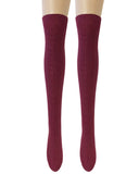 Wrapables Women's Cable Knit Knee High Boot Socks, Wine