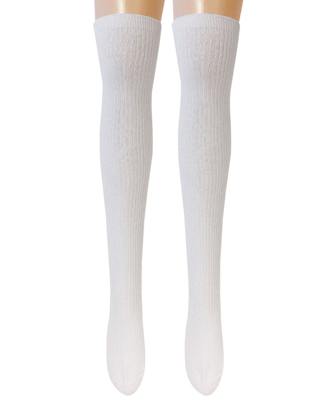 Wrapables Women's Ribbed Knee High Boot Socks, White