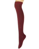 Wrapables Women's Ribbed Knee High Boot Socks, Burgundy