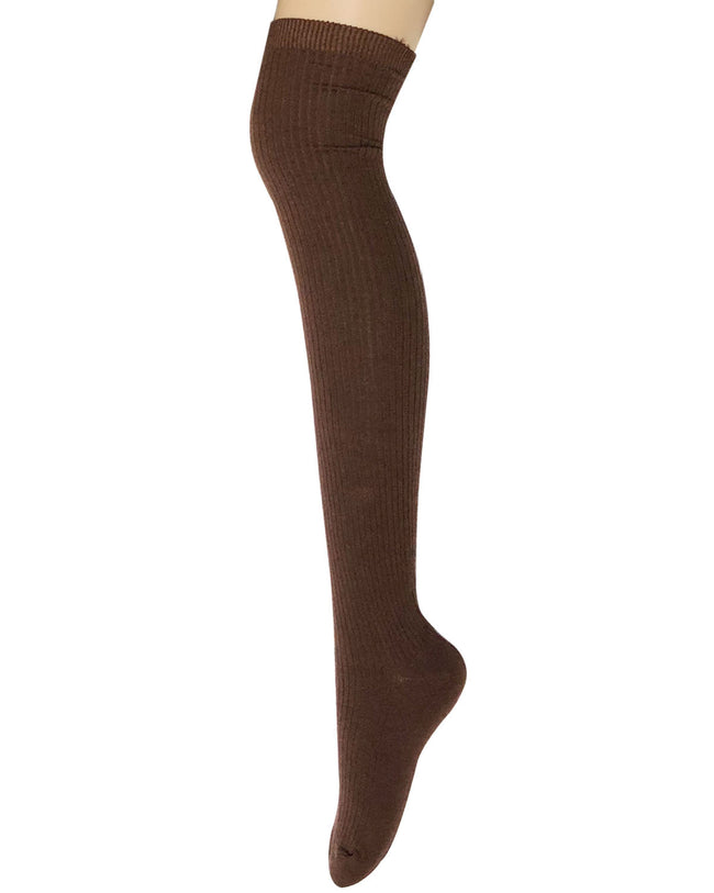 Wrapables Women's Ribbed Knee High Boot Socks, Coffee