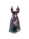 Wrapables Lightweight Floral Spring Chiffon Scarf, Floral Navy