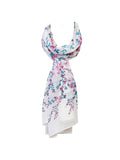 Wrapables Lightweight Floral Spring Chiffon Scarf, Floral White