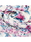 Wrapables Lightweight Floral Spring Chiffon Scarf, Floral White