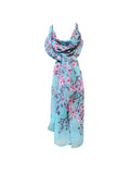 Wrapables Lightweight Floral Spring Chiffon Scarf, Floral Blue