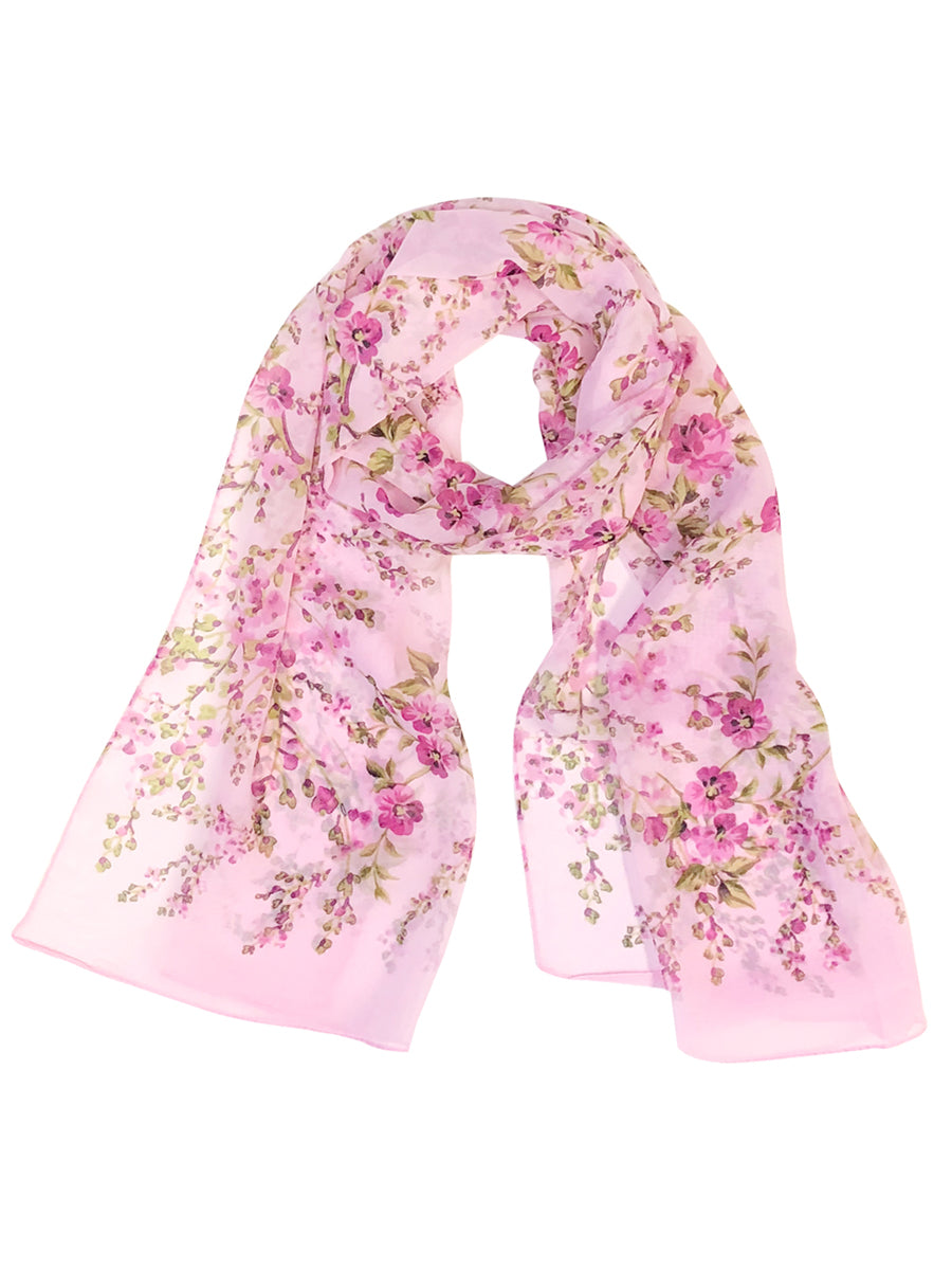 Wrapables Lightweight Floral Spring Chiffon Scarf, Floral Pink