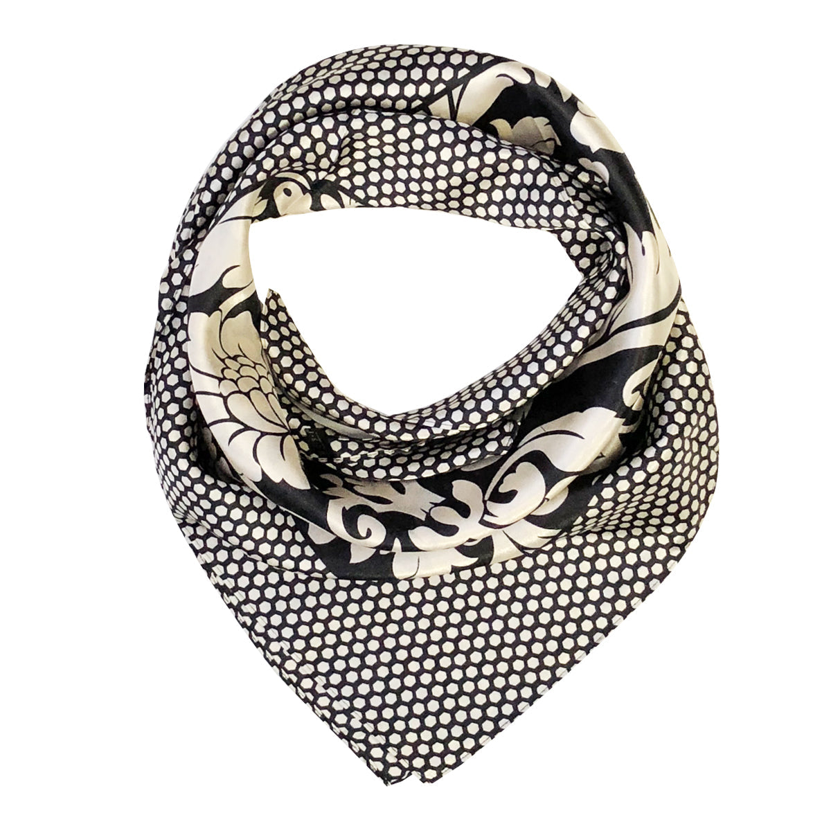 Wrapables Silky Feeling Satin Square Scarf, Floral Damask