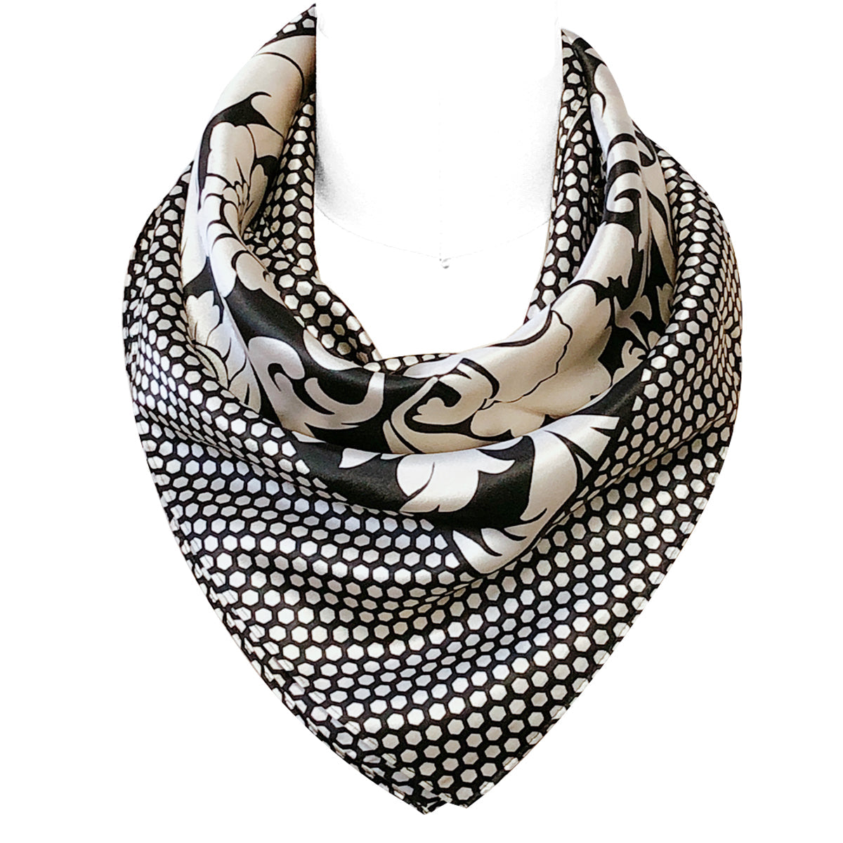 Wrapables Silky Feeling Satin Square Scarf, Floral Damask