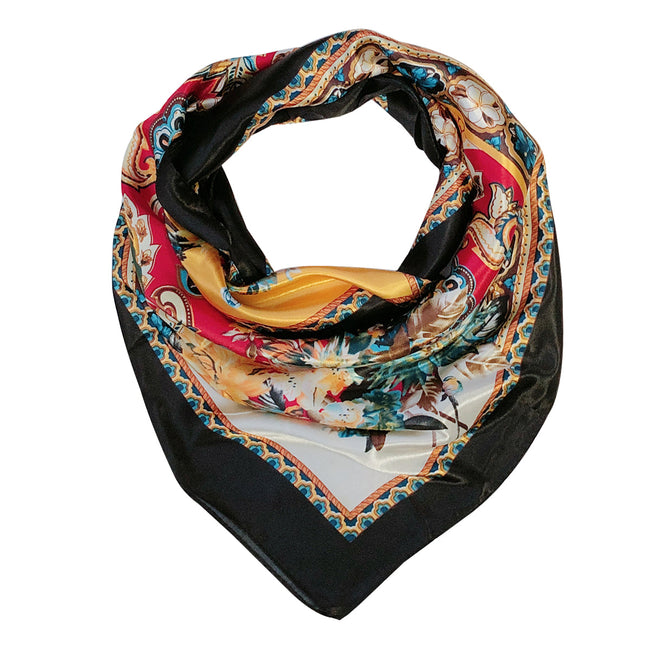 Wrapables Silky Feeling Satin Square Scarf, Floral Paisley