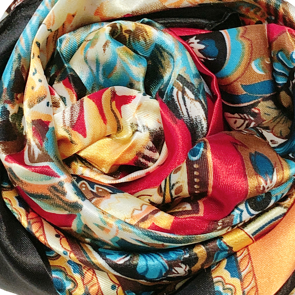 Wrapables Silky Feeling Satin Square Scarf, Floral Paisley