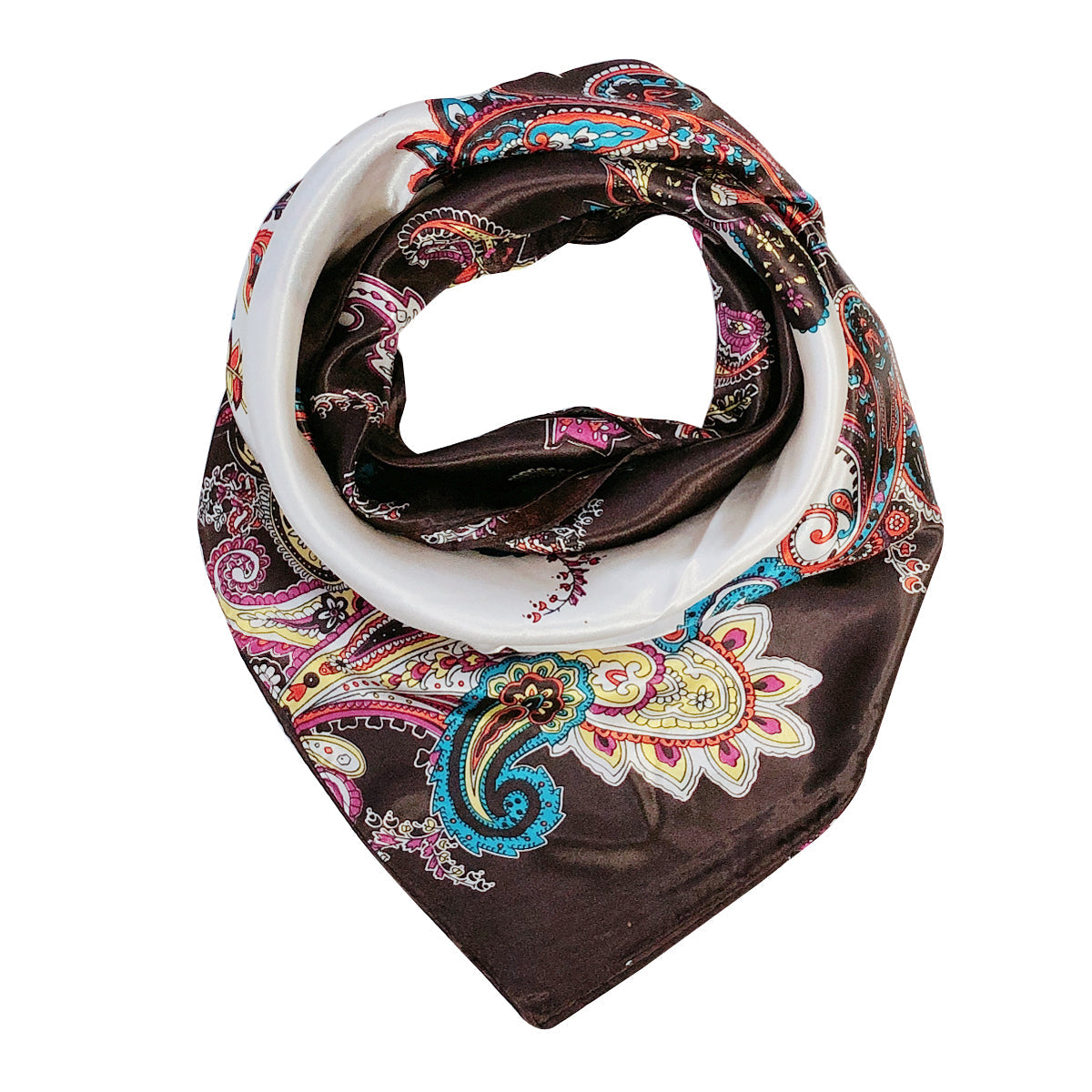 Wrapables Silky Feeling Satin Square Scarf, Intricate Paisley