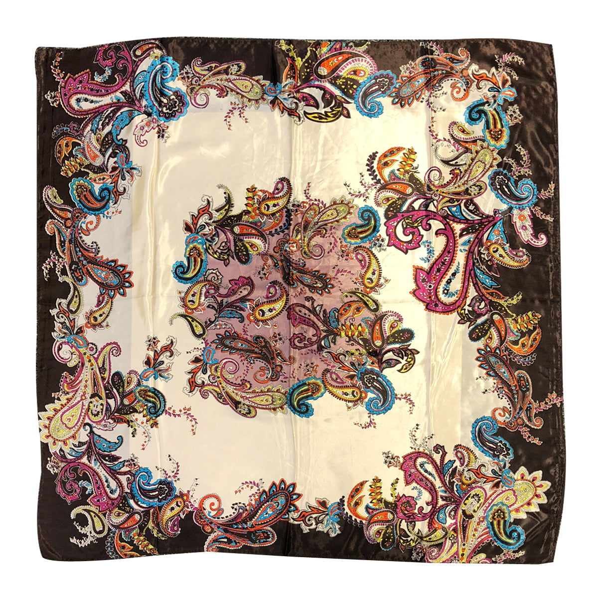 Wrapables Silky Feeling Satin Square Scarf, Intricate Paisley