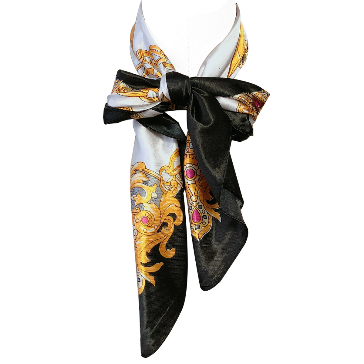 Wrapables Silky Feeling Satin Square Scarf, Black Royal