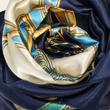 Wrapables Silky Feeling Satin Square Scarf, Navy Majestic