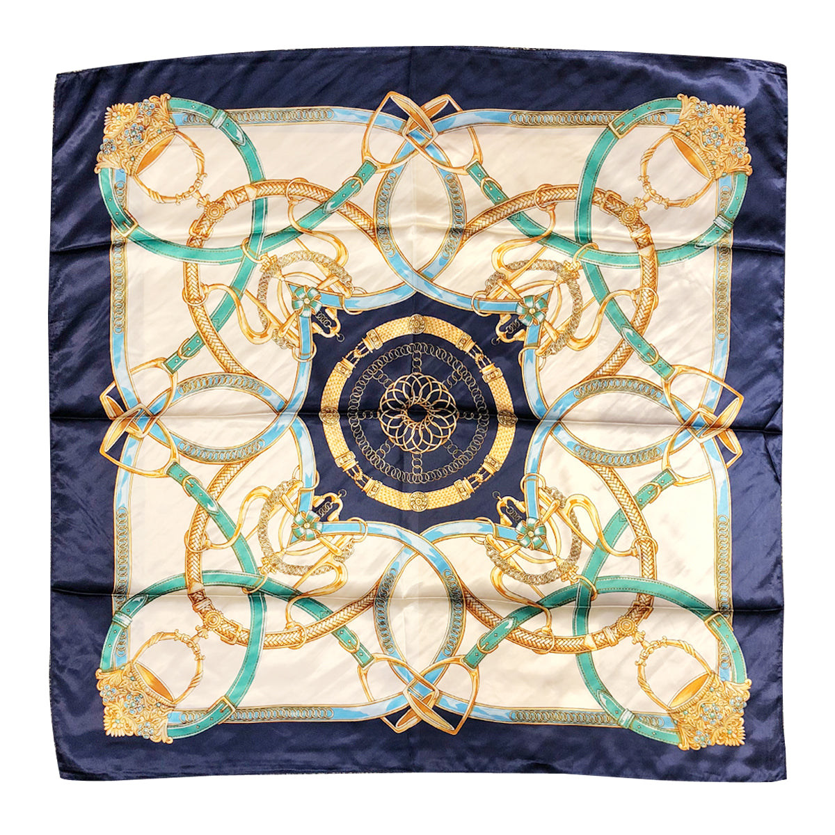 Wrapables Silky Feeling Satin Square Scarf, Navy Majestic