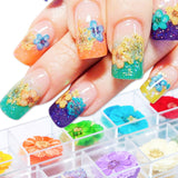 Wrapables Real Dry Flowers Nail Art 3d Flower Nail Decals Nail Manicure with Plastic Case (Set of 12), Sprig