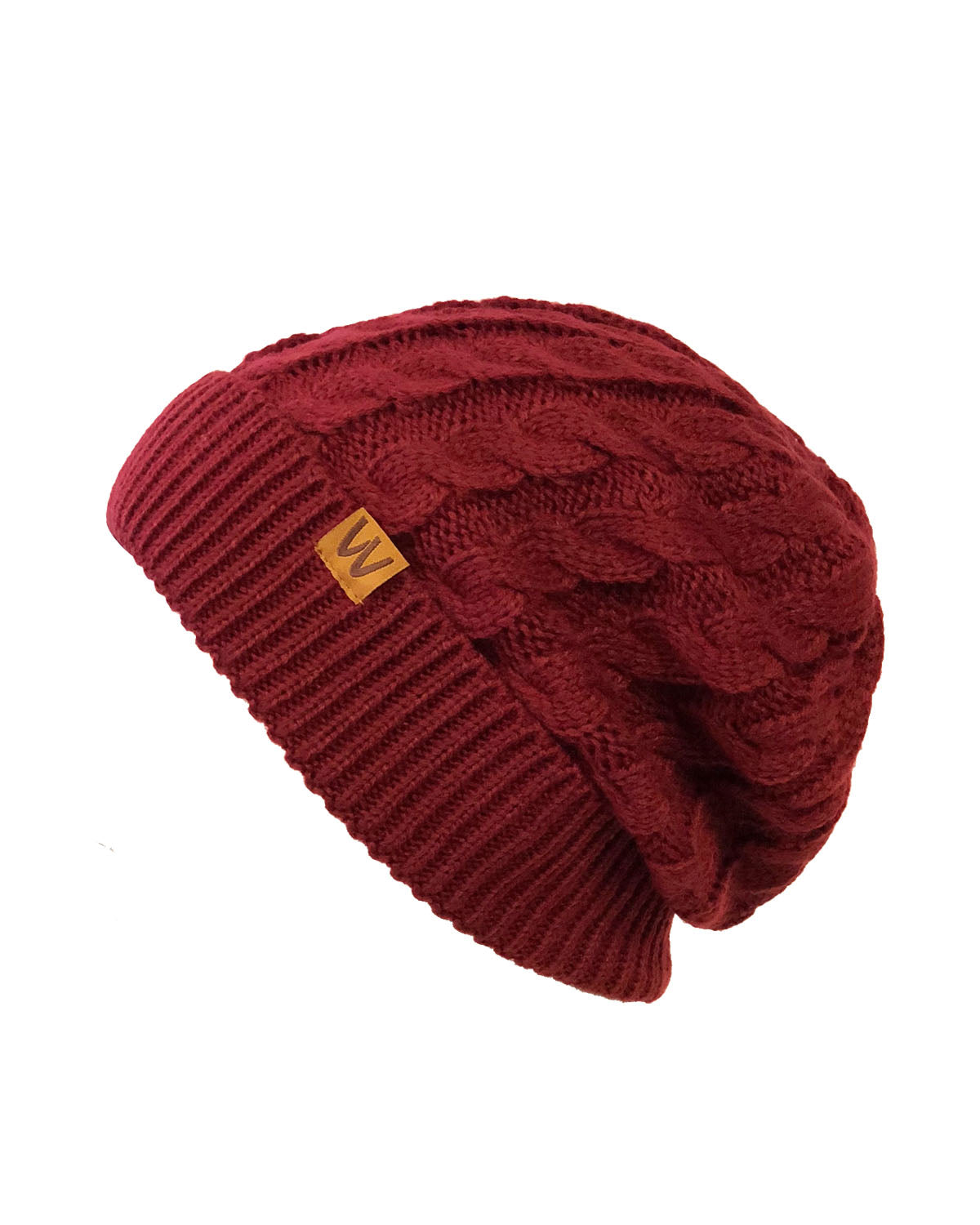 Wrapables Winter Warm Cable Knit Infinity Scarf and Beanie Set, Burgundy