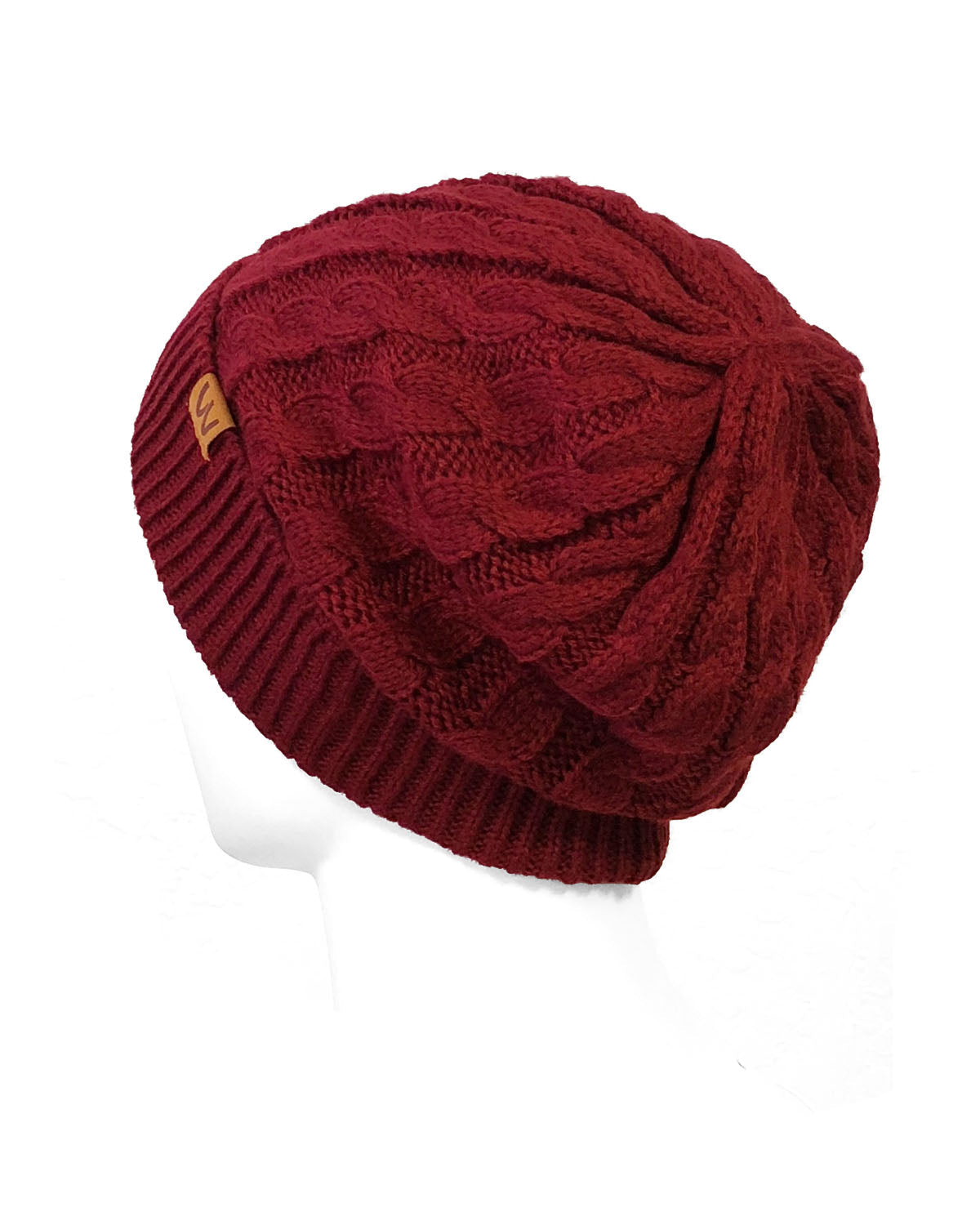 Wrapables Winter Warm Cable Knit Infinity Scarf and Beanie Set, Burgundy