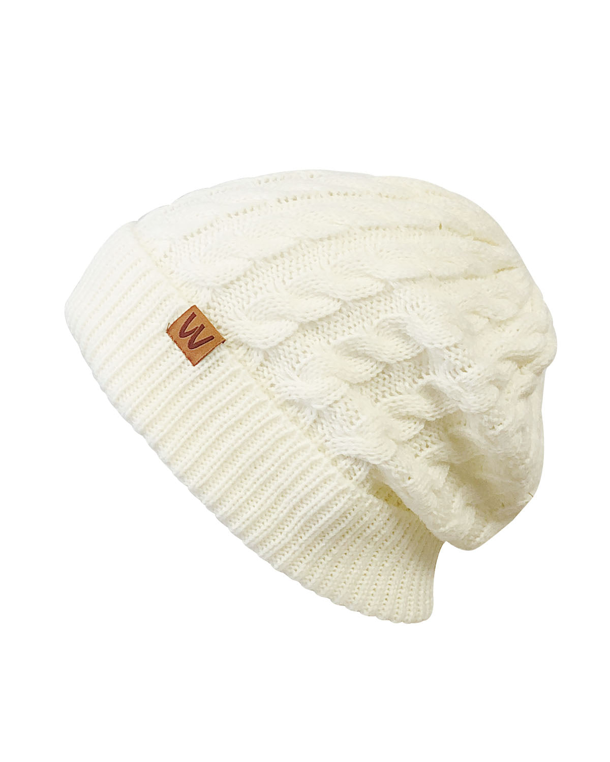 Wrapables Winter Warm Cable Knit Infinity Scarf and Beanie Set, Cream