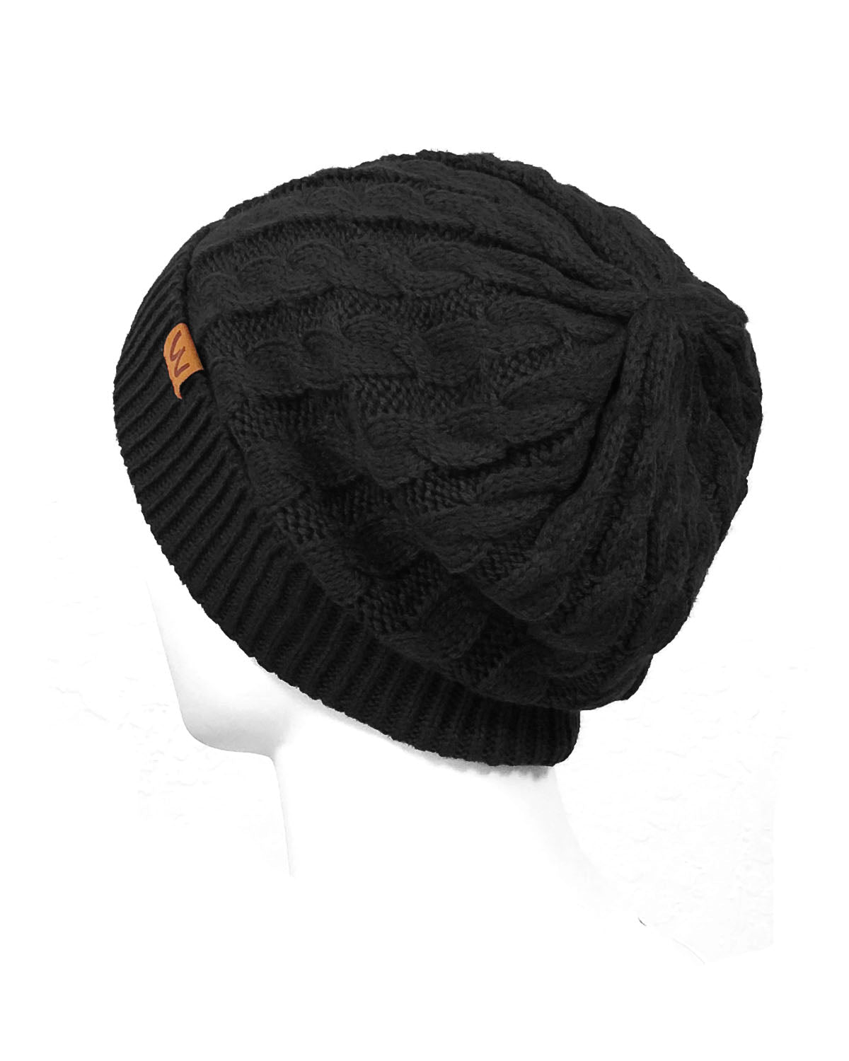 Wrapables Winter Warm Cable Knit Infinity Scarf and Beanie Set, Black