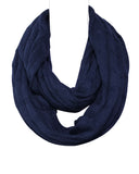 Wrapables Winter Warm Cable Knit Infinity Scarf and Beanie Set, Dark Blue