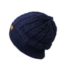 Wrapables Winter Warm Cable Knit Infinity Scarf and Beanie Set, Dark Blue