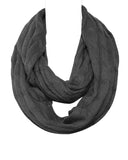 Wrapables Winter Warm Cable Knit Infinity Scarf and Beanie Set, Charcoal Gray