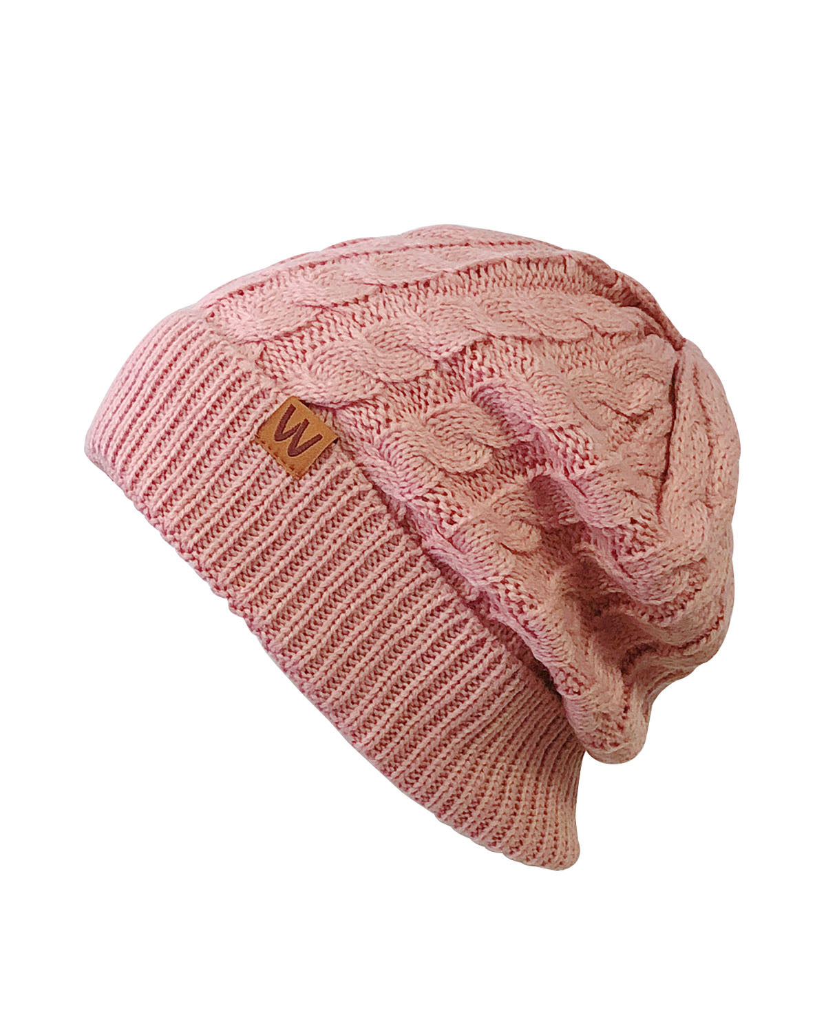 Wrapables Winter Warm Cable Knit Infinity Scarf and Beanie Set, Pink