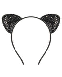 Wrapables Cosplay Costume Headband, Party Headwear for Women and Kids, Glittery Black Cat Ears