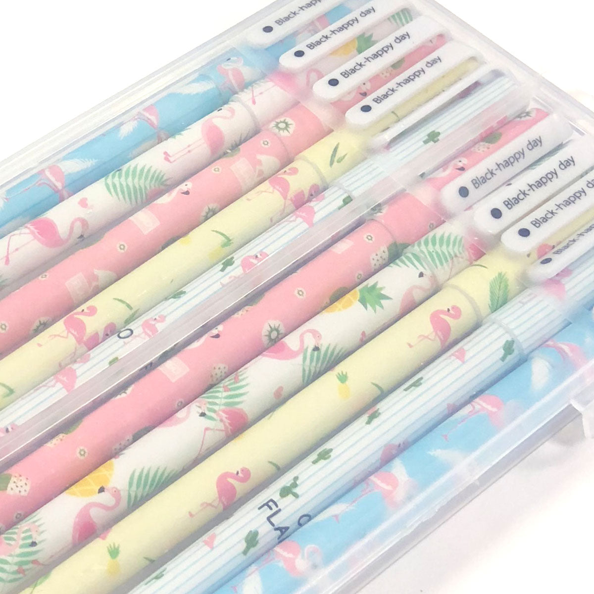 Wrapables Unicorn Flamingo Gel Ink Pens, 0.5mm Fine Point (Set of 10) for School, Office, Stationery, Flamingo Black Ink