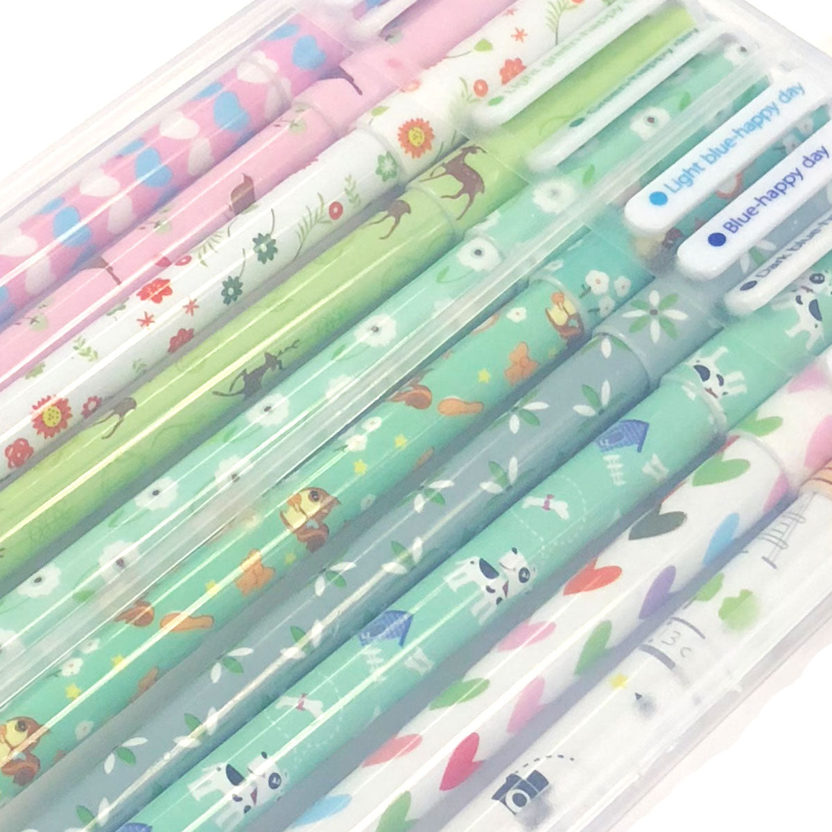 Wrapables Cute Novelty Gel Ink Pens, 0.5mm Fine Point (Set of 10) for School, Office, Stationery, Animals & Hearts Multicolor Ink