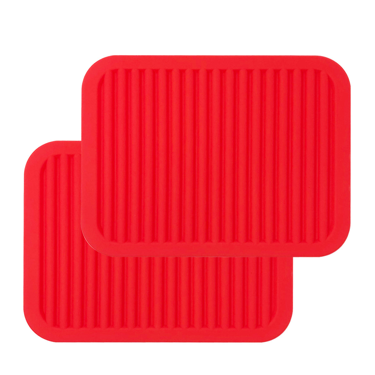 Wrapables Silicone Trivet, Multi-use Durable Flexible Non-Slip Insulated Silicone Mat (Set of 2), Red