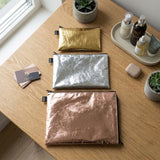 LOQI Metallic Zip Pockets (Set of 3), Gold, Silver, Rose Gold