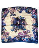 Wrapables Silky Feeling Satin Square Scarf, Intricate Paisley Navy