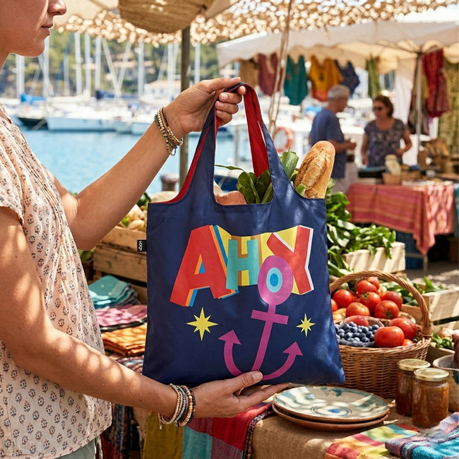 LOQI  Nautical Ahoy Reusable Shopping Bag