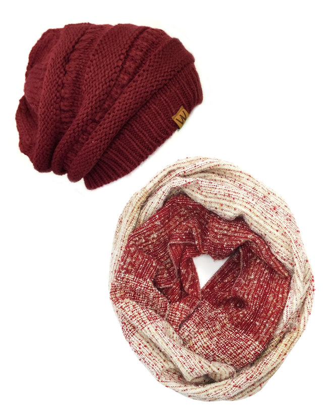 Wrapables Warm Fall and Winter Infinity Scarf, Set-Merlot