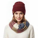 Wrapables Warm Fall and Winter Infinity Scarf, Set-Burgundy