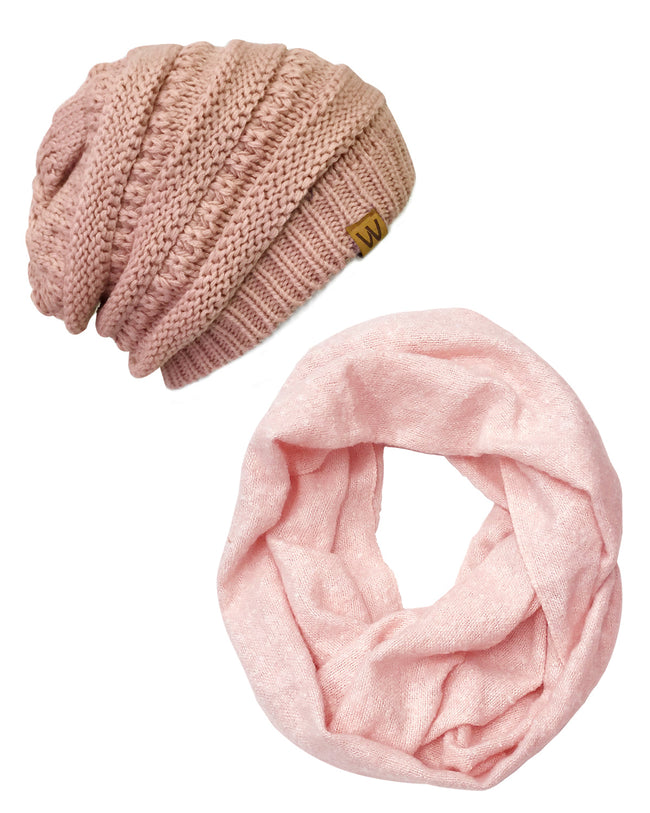 Wrapables Warm Fall and Winter Infinity Scarf, Set-Pink