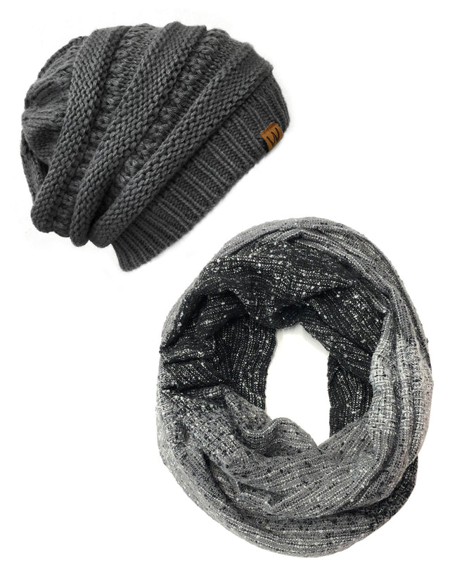 Wrapables Warm Fall and Winter Infinity Scarf, Set-Charcoal Gray