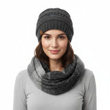 Wrapables Warm Fall and Winter Infinity Scarf, Set-Charcoal Gray