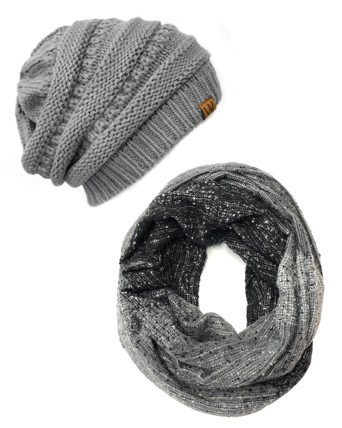 Wrapables Warm Fall and Winter Infinity Scarf, Set-Light Gray