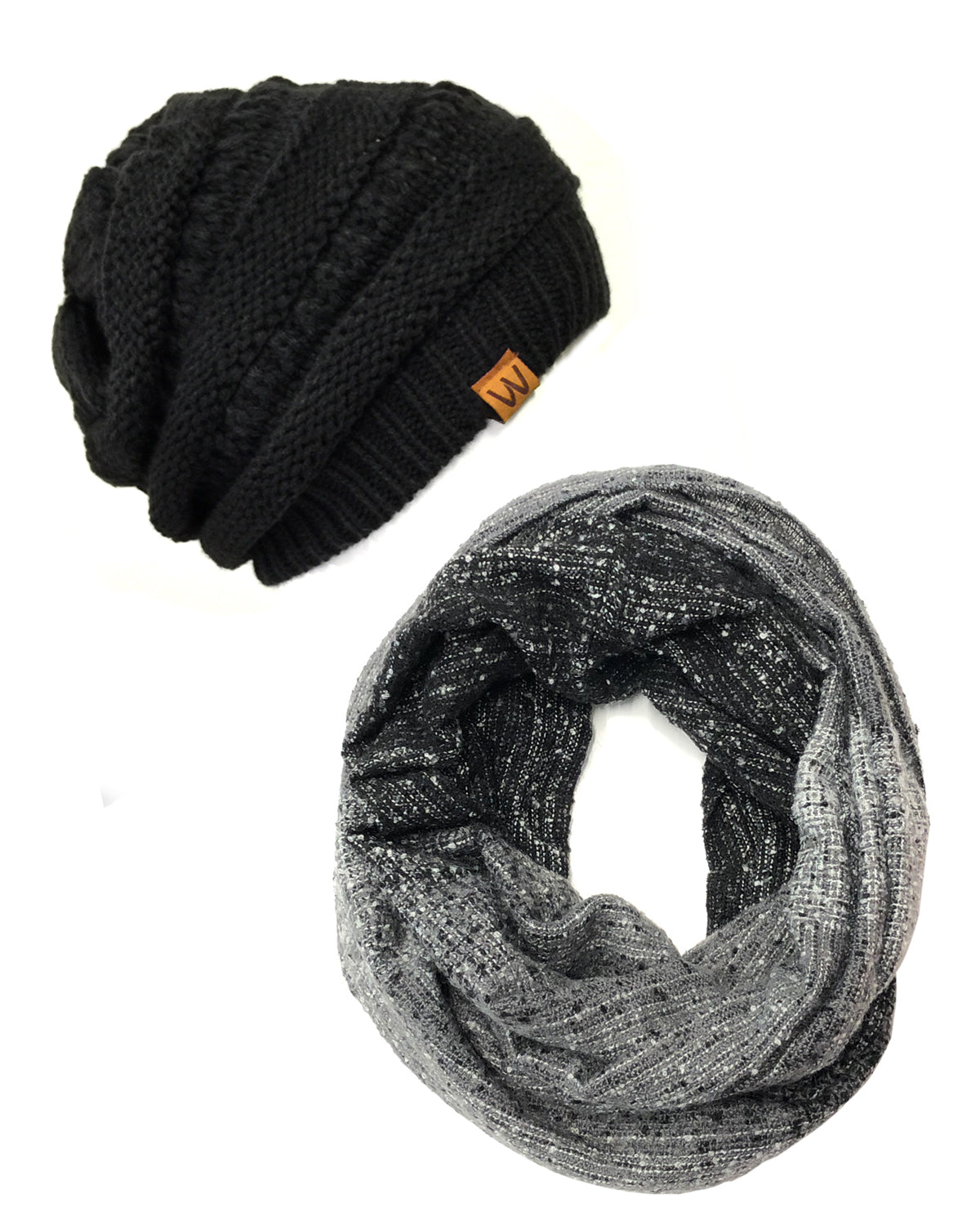 Wrapables Warm Fall and Winter Infinity Scarf, Set-Gray and Back