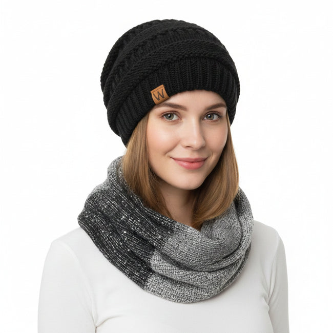 Wrapables Warm Fall and Winter Infinity Scarf, Set-Gray and Back