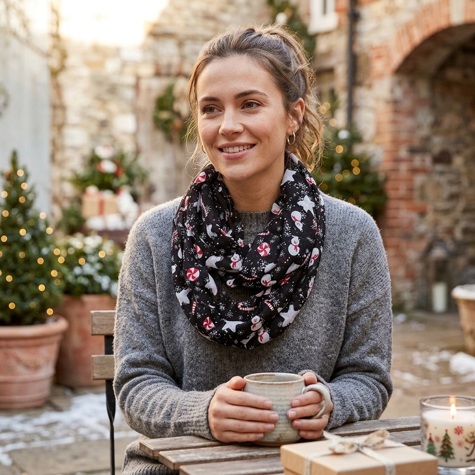Wrapables Women's Lightweight Winter Holiday Christmas Scarf