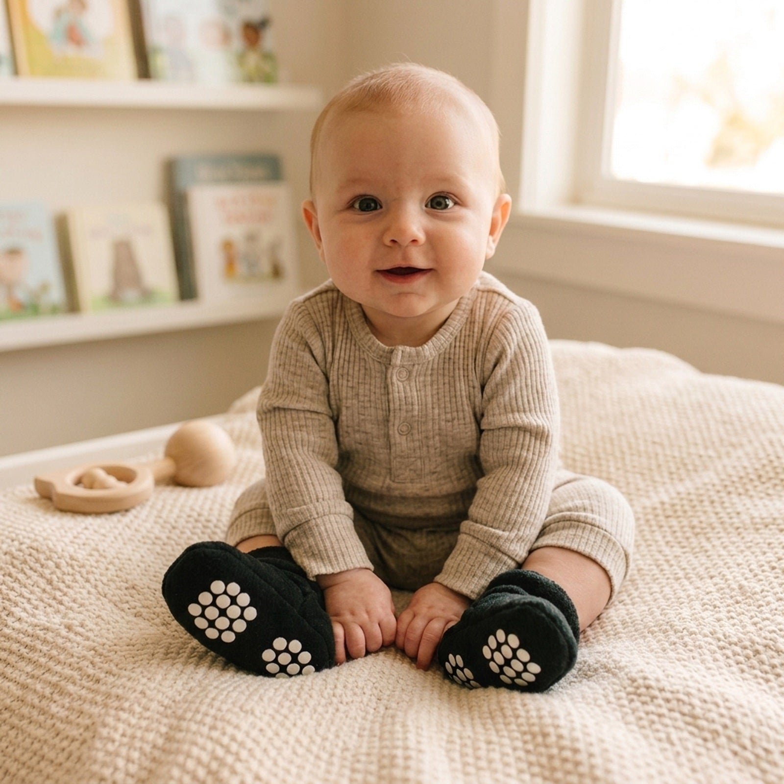 Wrapables Fleece Baby Booties with Anti-Skid Bottoms